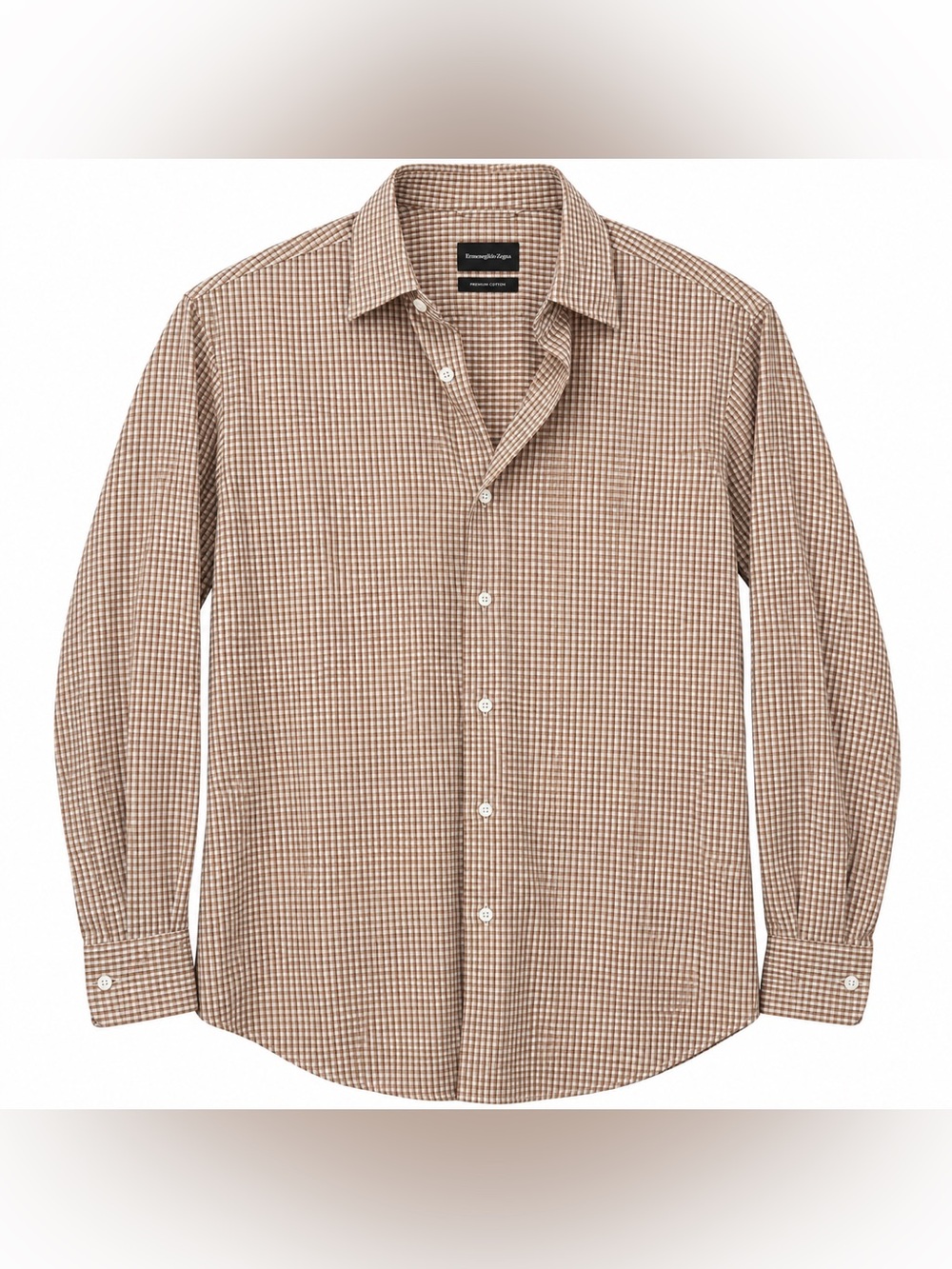 Ermenegildo Zegna Premium Cotton Shirt Men’s L Rust Check Plaid Button Up